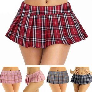 Teacher's Pet Plaid Mini Skirt Red Black OS Schoolgirl Sexy Cosplay